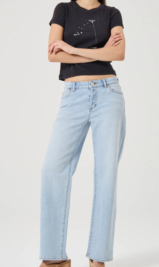 Rolla's Heidi Low Relaxed Straight Jean in Breezy Blue