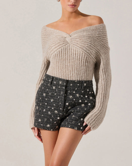 ASTR Franisbel Sweater in Taupe Metallic