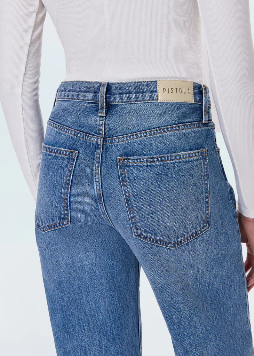 Pistola Lexi Mid Rise Bowed Straight Jean in Metropolis