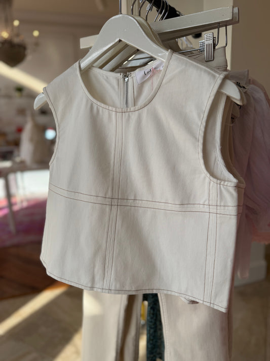 James Denim Top in Off White