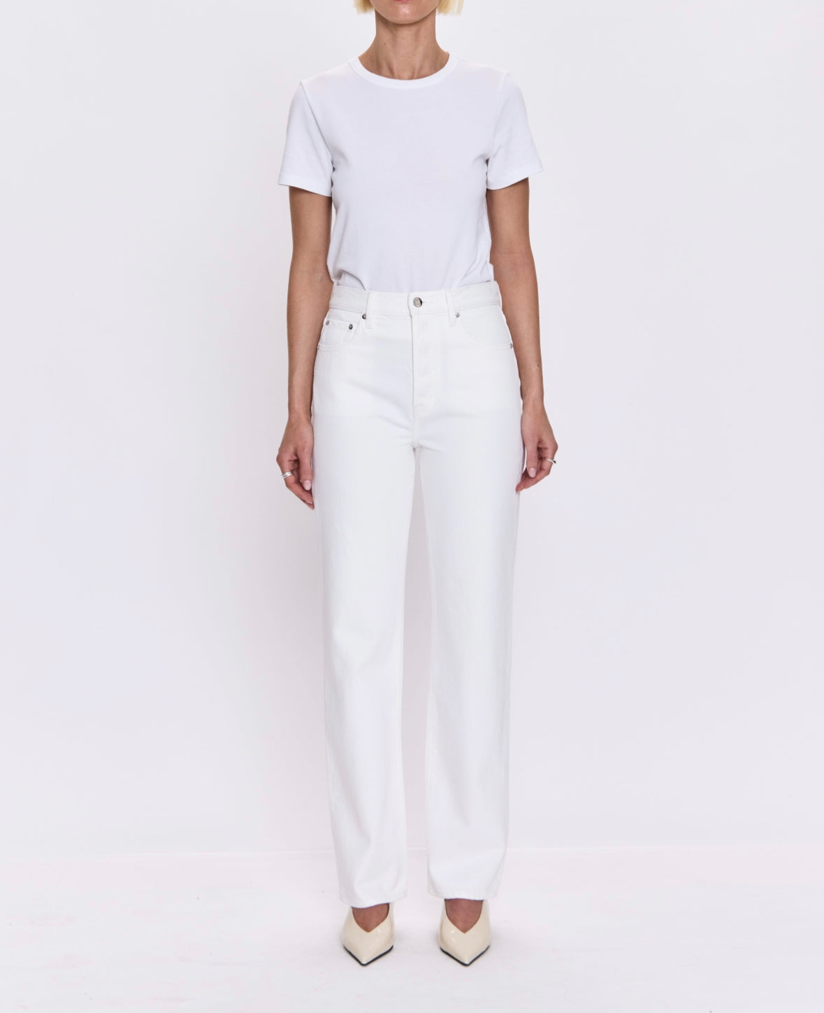 Pistola Cassie Super High Rise Straight Jean in Paper White