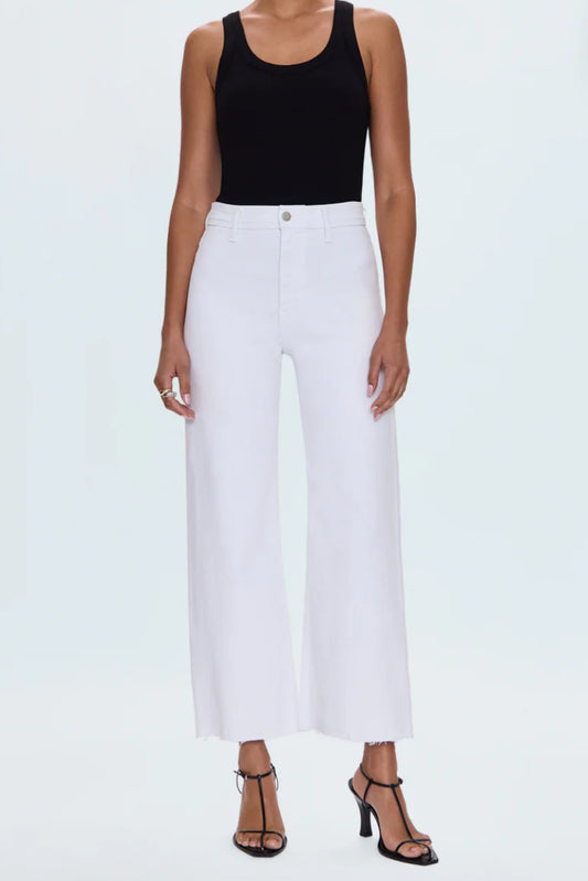 Pistola Penny High Rise Wide Leg Crop Jean in Blizzard