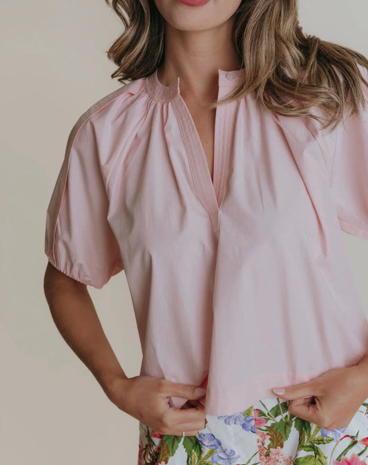 La Roque Henley Top in Light Pink