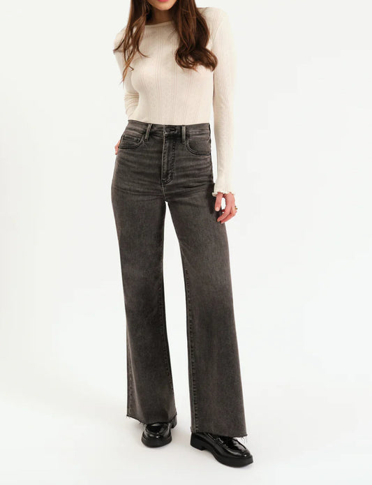 Daze Far Out High Rise Wide Leg Denim in Milky Way