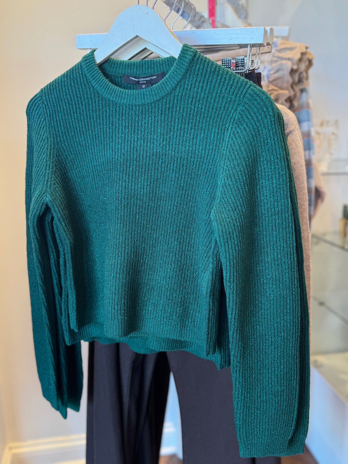 French Connection Vhari Knit Classic Pullover in Evergreen