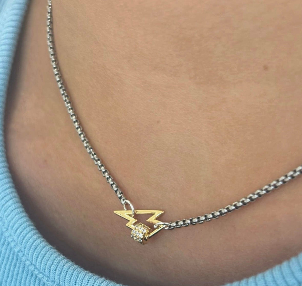 Nora James Mini Sparkle Lightning Lock Necklace
