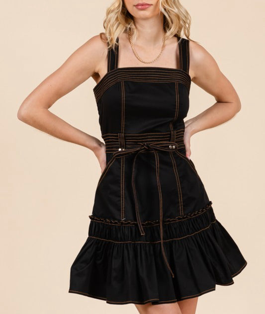 Blackston Black Belted Mini Dress