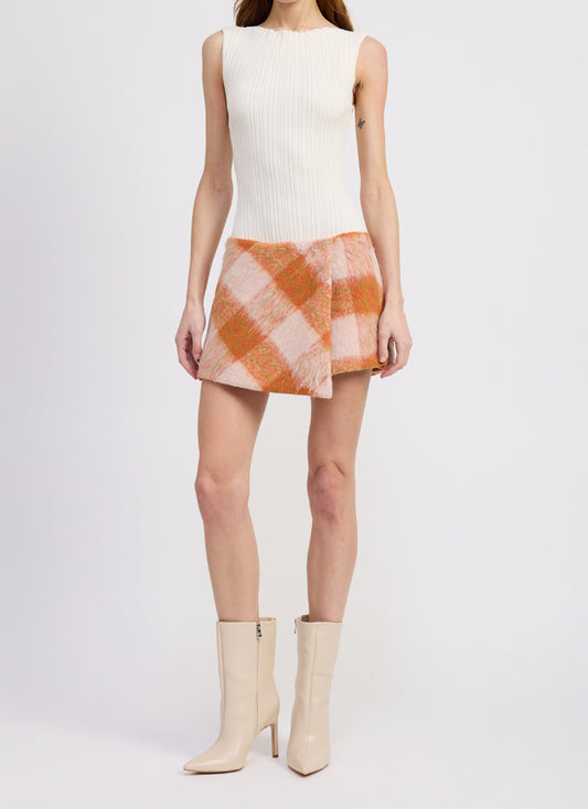 En Saison Elizabeth Mini Skort in Orange Plaid