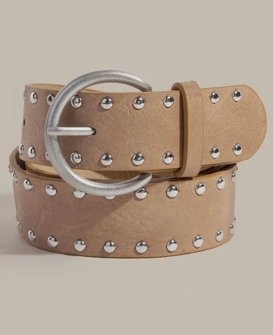 Ross Metallic Studded Belt in Taupe