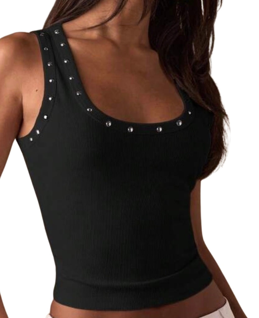 Lola Studded Tank in Black