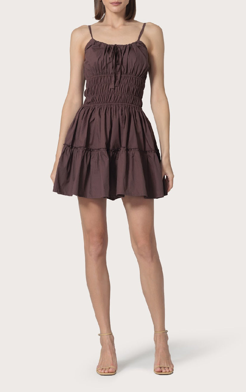 Lusana Rosa Mini Poplin Dress in Mocha