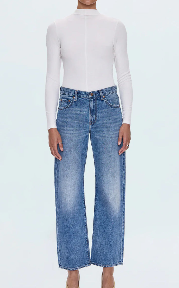 Pistola Lexi Mid Rise Bowed Straight Jean in Metropolis