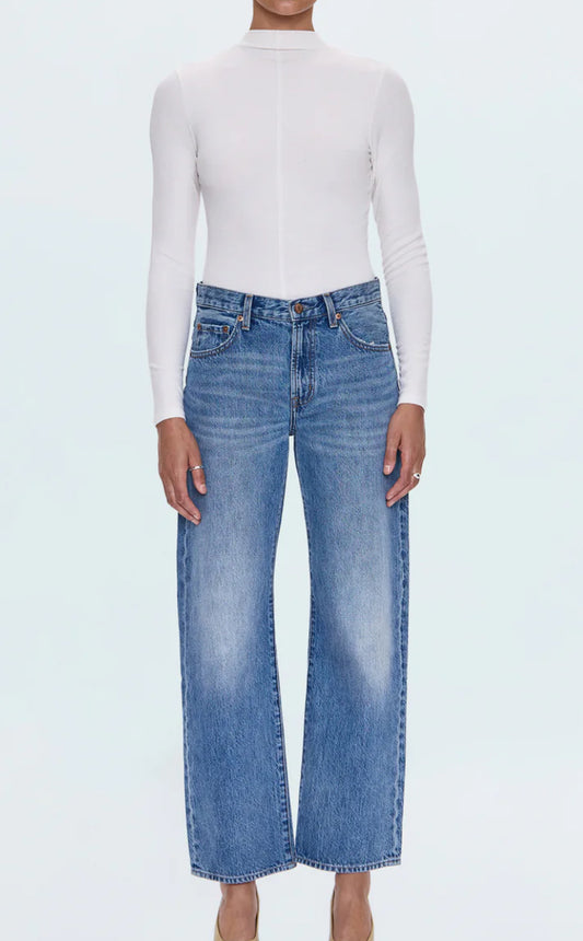 Pistola Lexi Mid Rise Bowed Straight Jean in Metropolis