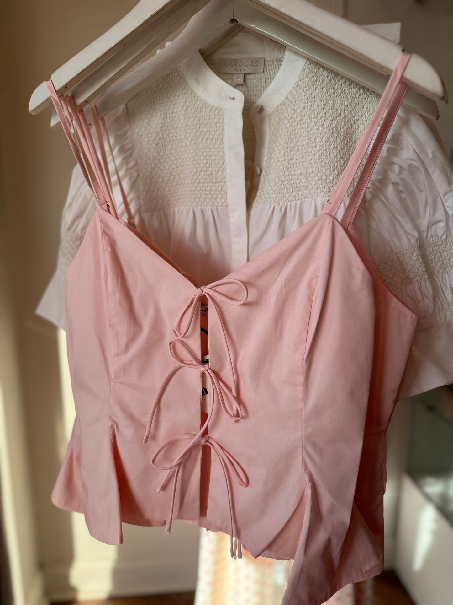 Lola Front Tie Cami in Baby Pink