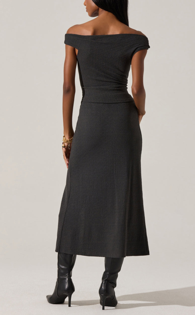 ASTR Lindy Top & Skirt Set in Charcoal