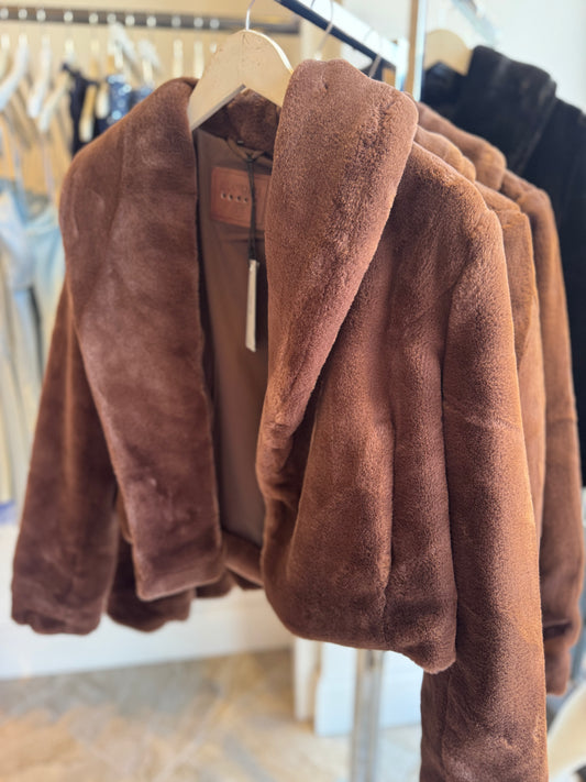 Blank NYC First Class Fur Jacket in Brown