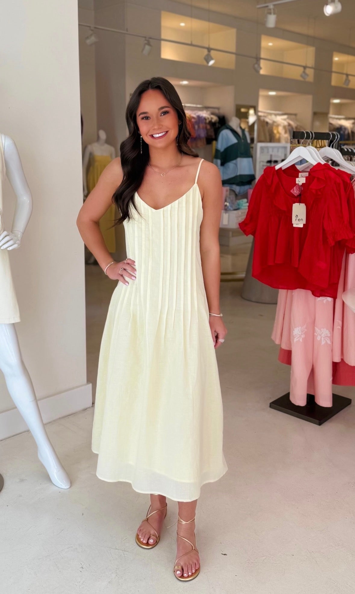 A.Ren Madine Sleeveless Dress in Pastel Yellow