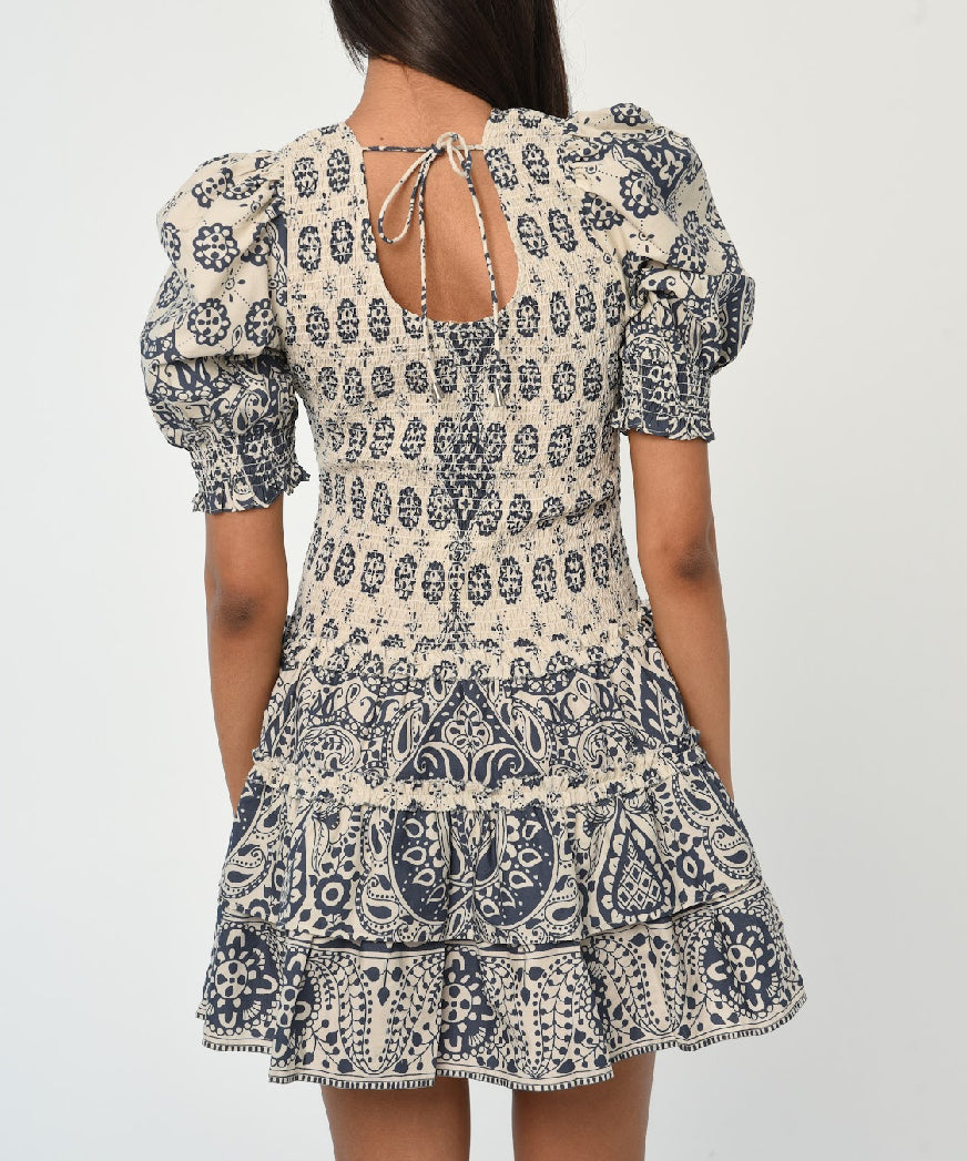 Love The Label Audrey Short Sleeve Dress in Antonina Print