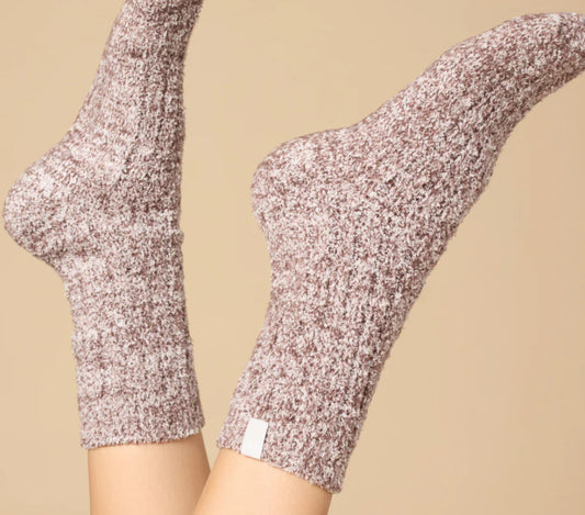 Softies Marshmellow Crew Socks in Light Heather Espresso