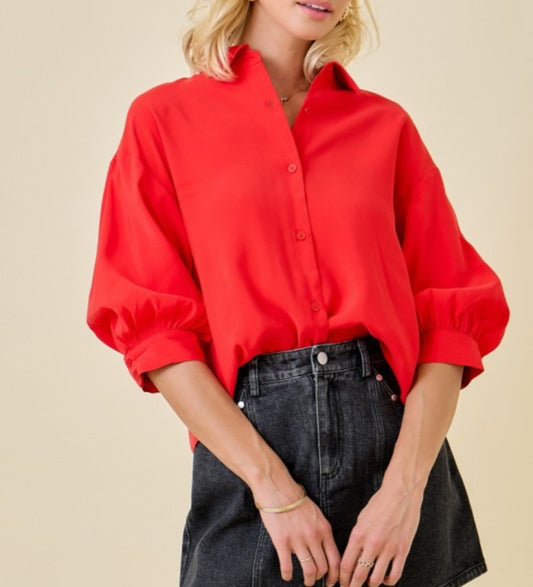 Cadence Button Down Shirt in Red