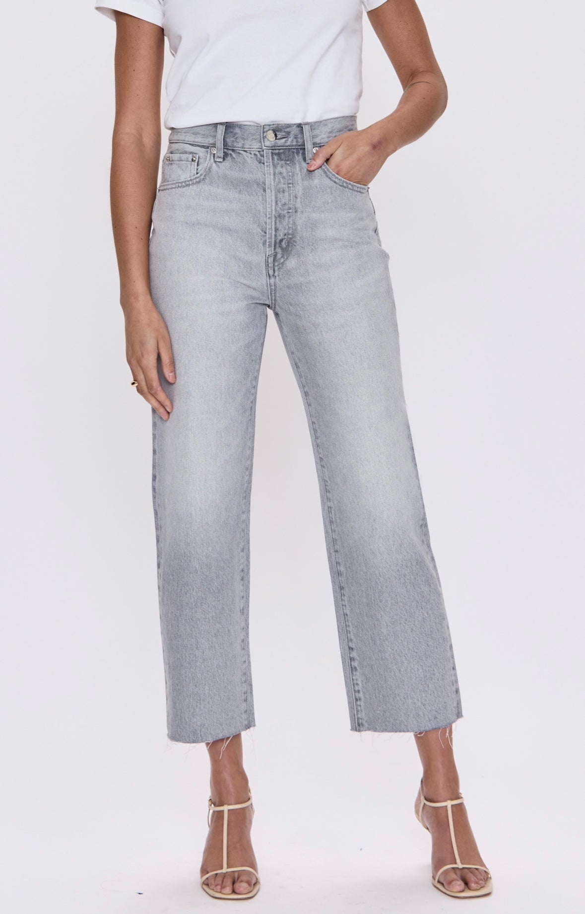 Pistola Cassie Crop Super High Rise Straight Jean in Enigma