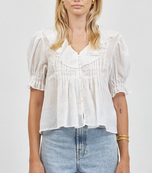 A.Ren Robine Ruffle Top in Off White
