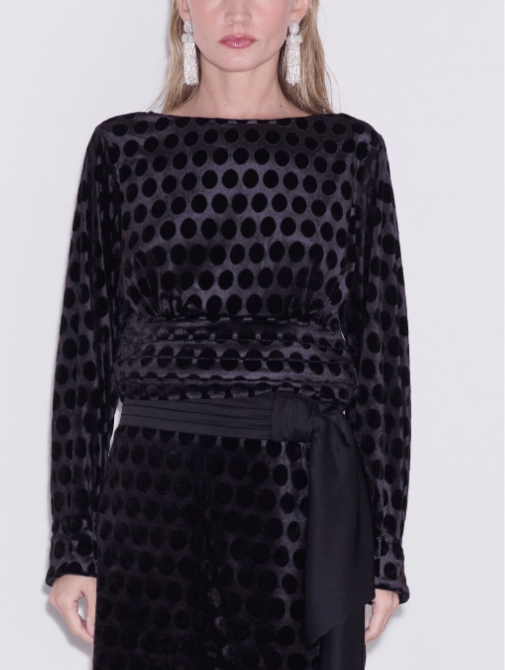 Ciebon Fosi Top & Maria Skirt Polka Dot Velvet Set