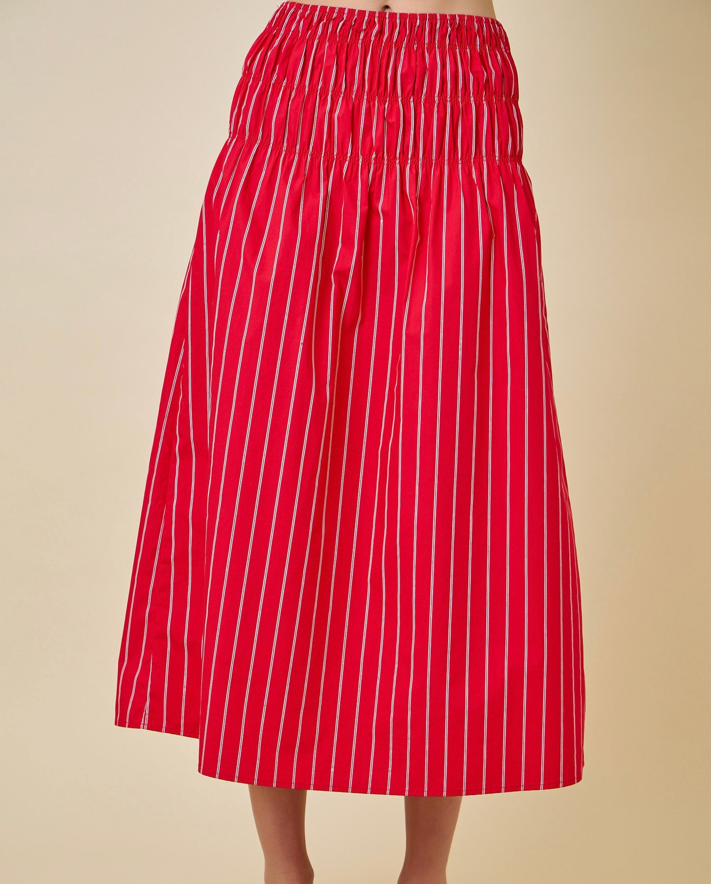Tuscany Stripe Top & Skirt Set in Red