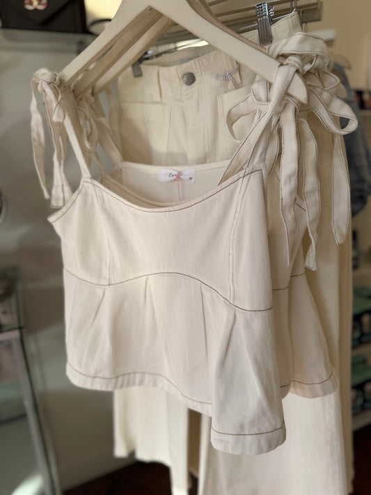 Taylor Denim Top in Off White