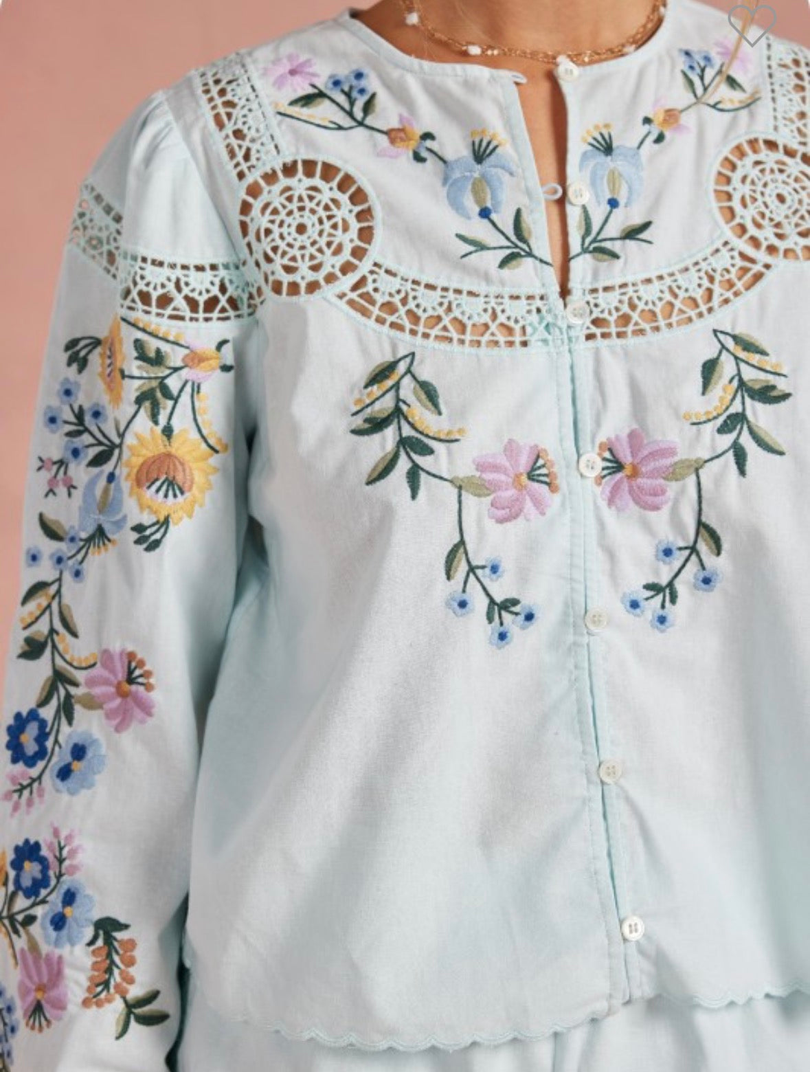 Jill Embroidered Top & Short Set in Light Sky Blue