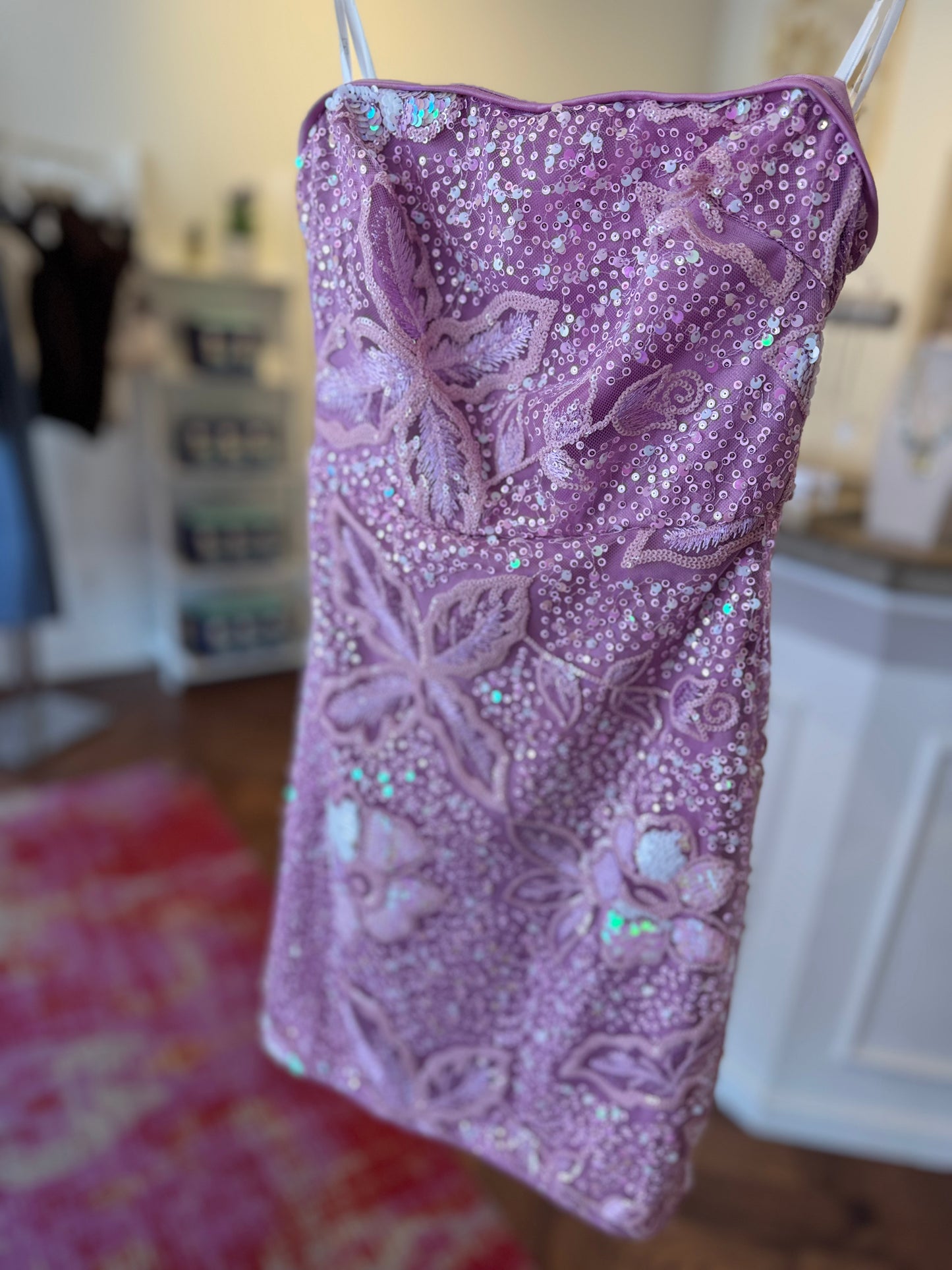 Lulu's Cosmo Floral Sequin Mini Dress in Lavender