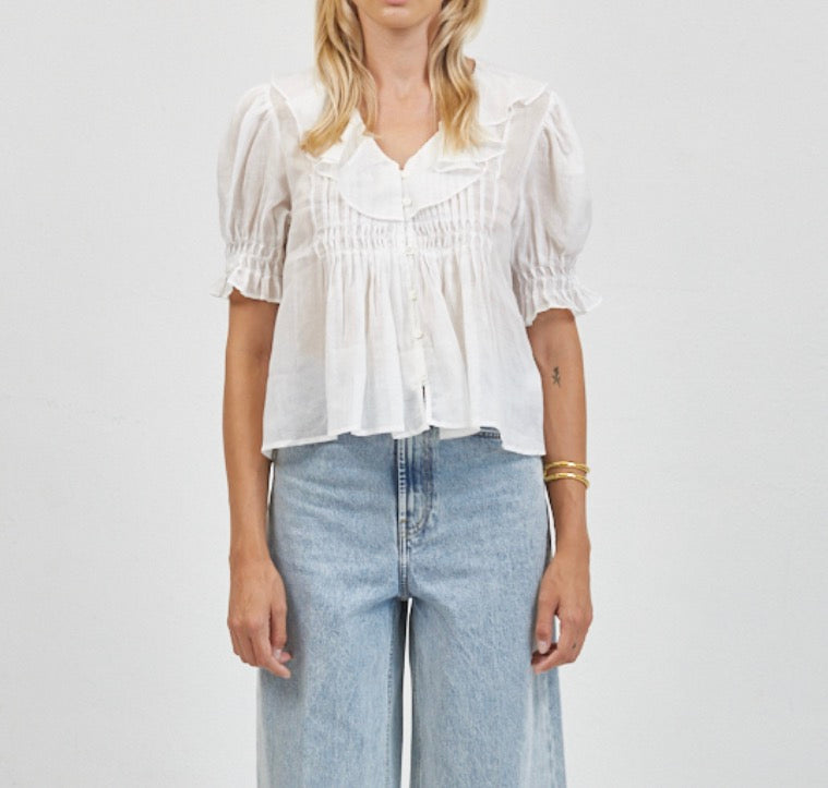 A.Ren Robine Ruffle Top in Off White