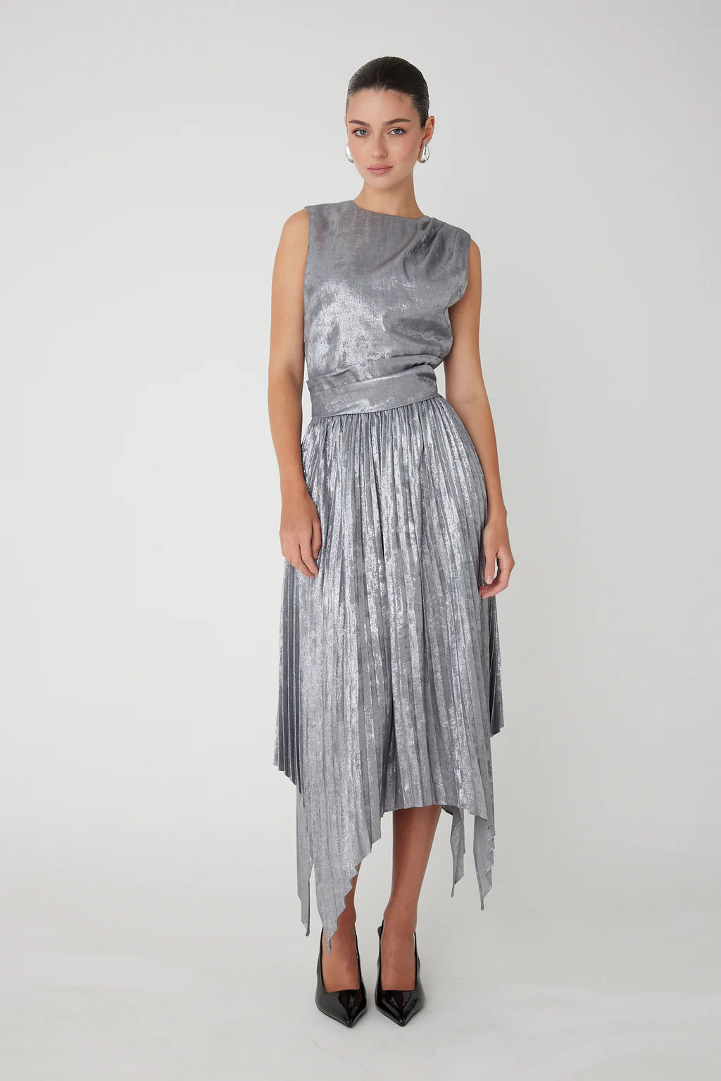 JS71 Aster Skirt in Metallic Silver