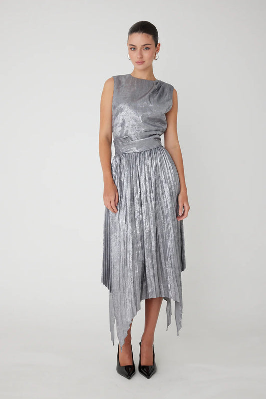 JS71 Aster Skirt in Metallic Silver