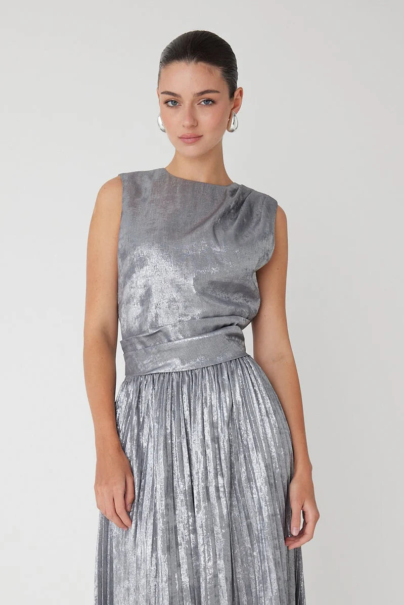 JS71 Aster Skirt in Metallic Silver