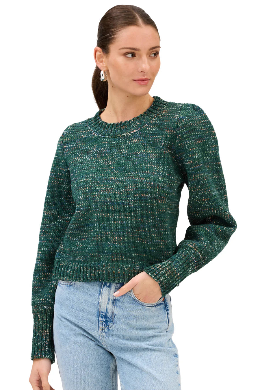 Allison New York Charlotte Sweater in Green Spacedye