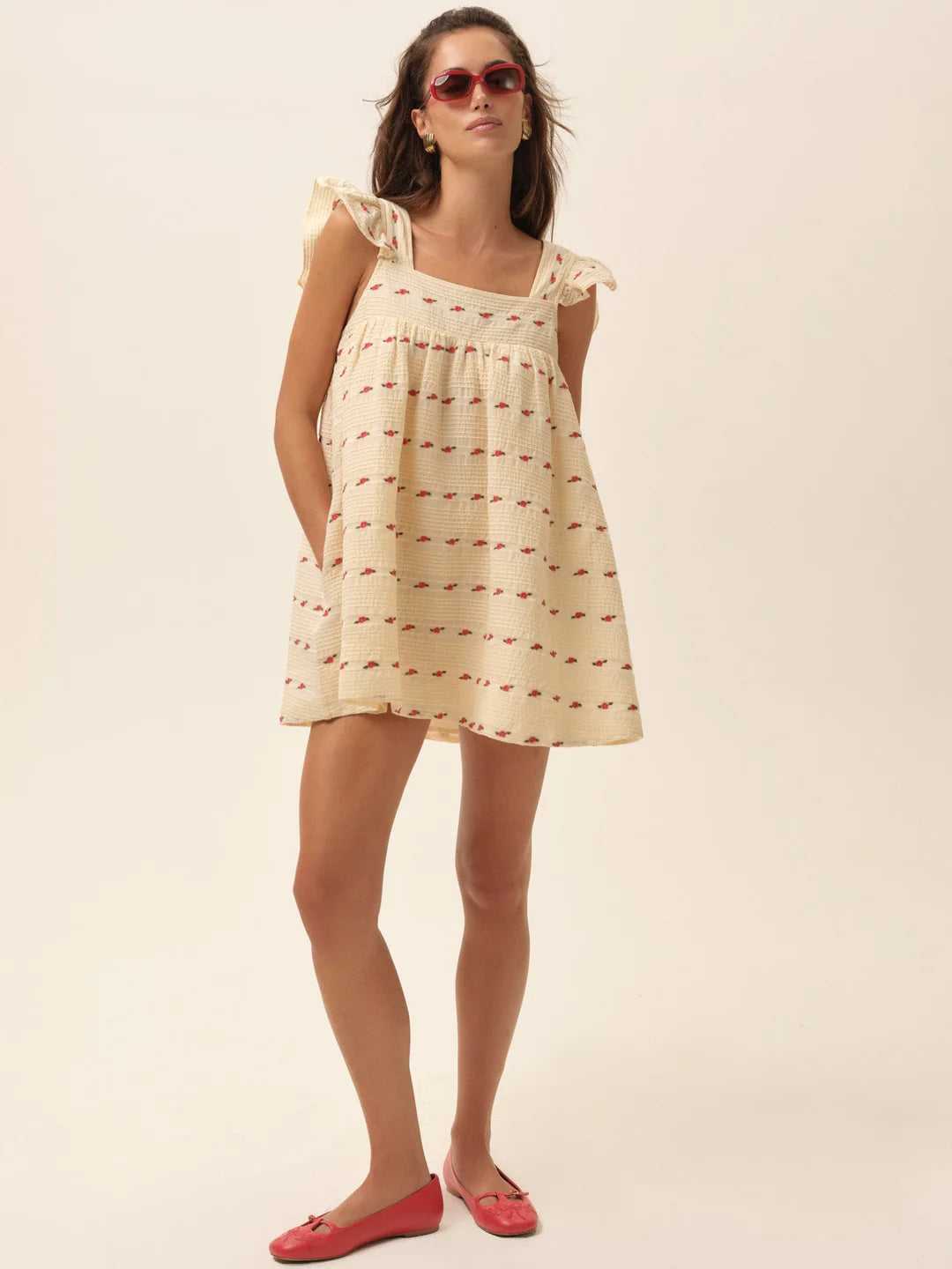 For Love & Lemons Aster Babydoll Mini Dress in White