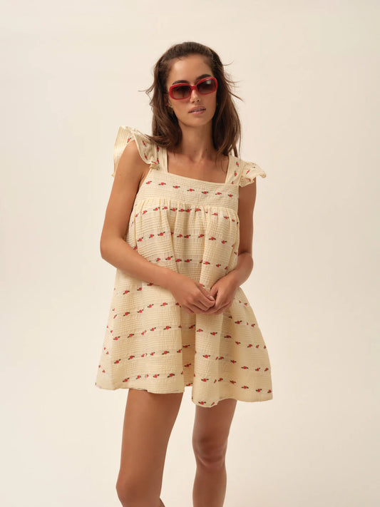 For Love & Lemons Aster Babydoll Mini Dress in White