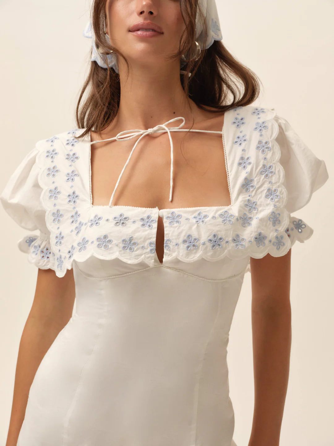 For Love & Lemons Poppy Collared Mini Dress in White