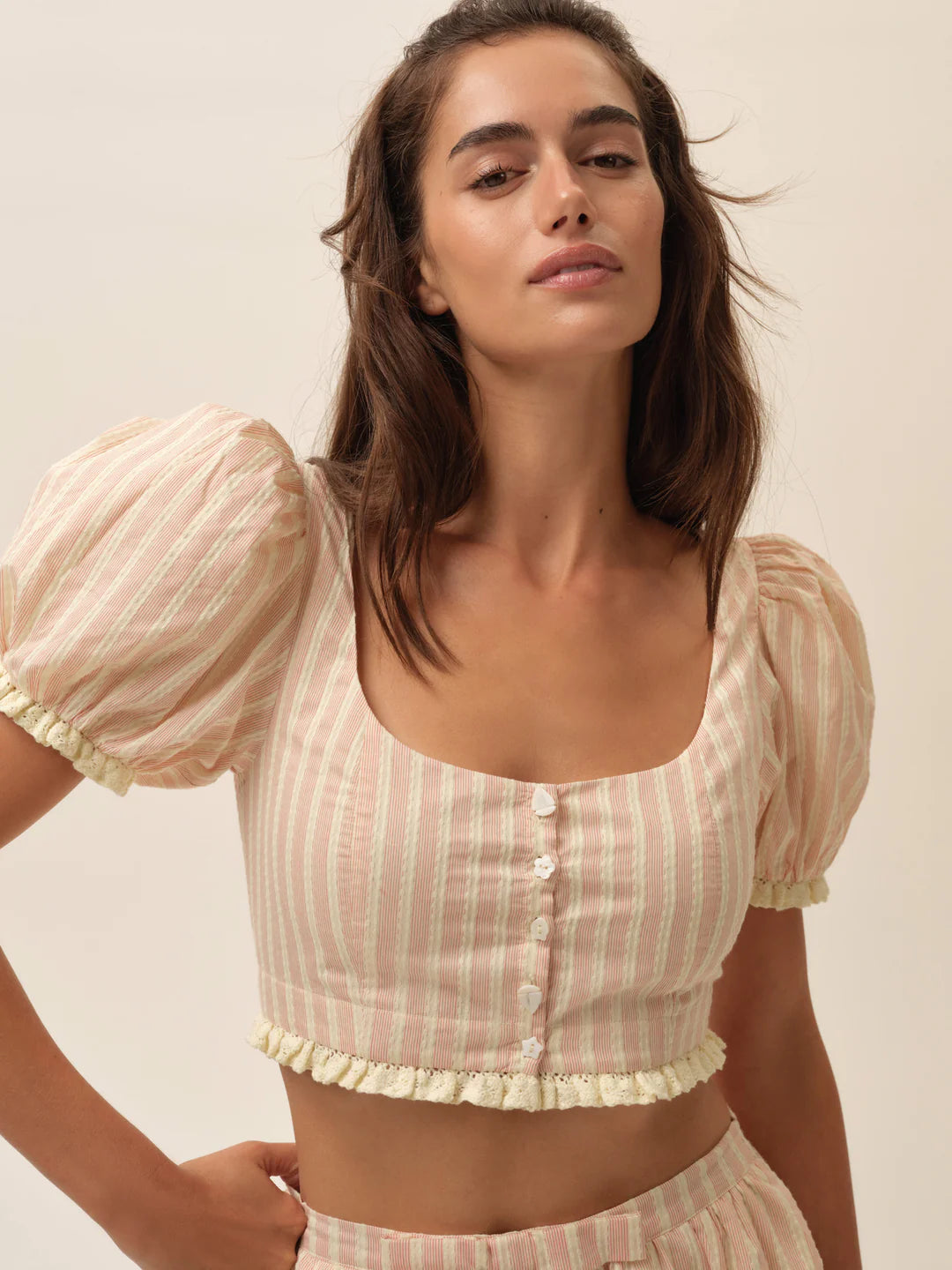 For Love & Lemons Naomi Crop Top in Red