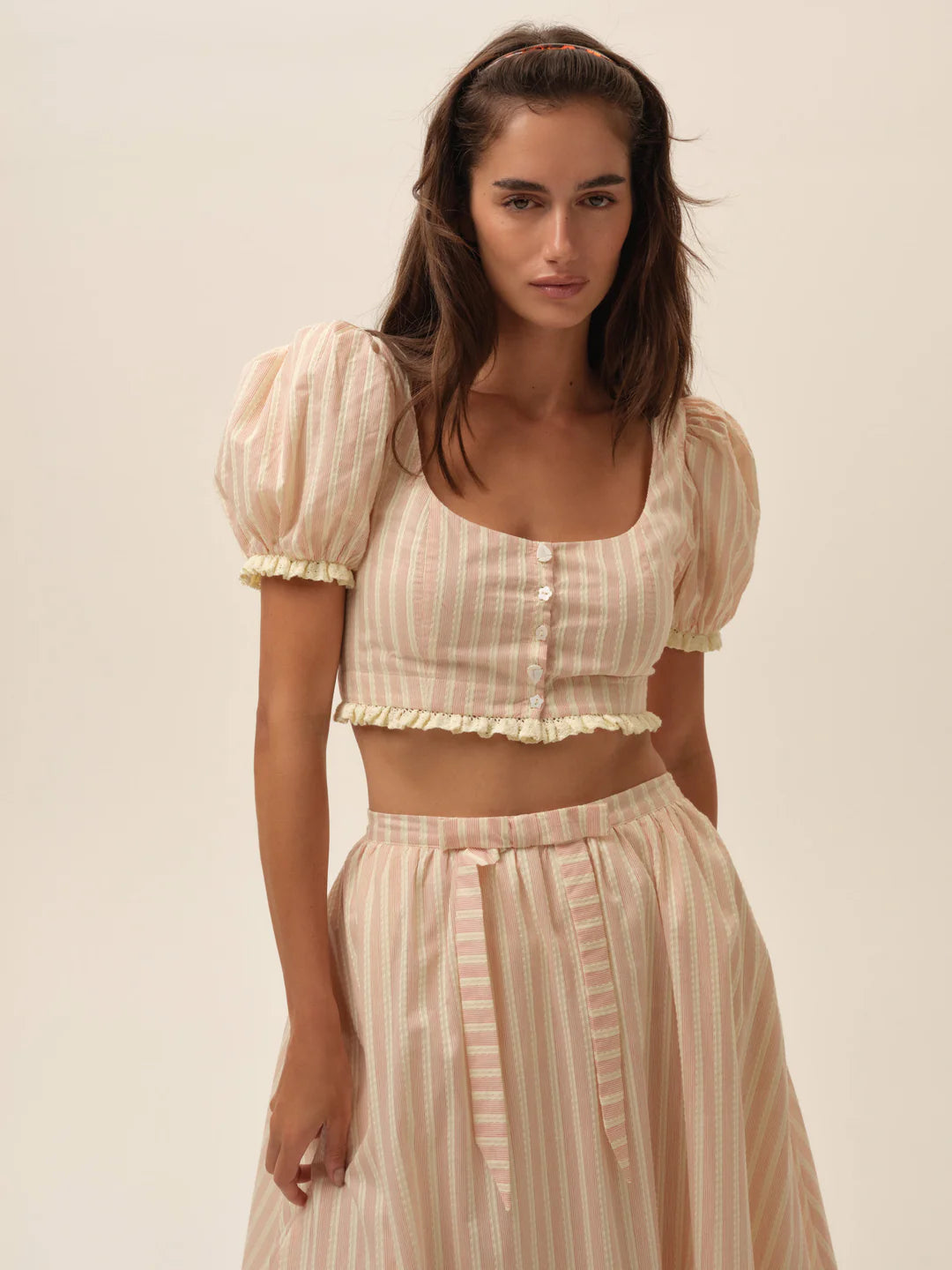 For Love & Lemons Naomi Crop Top in Red