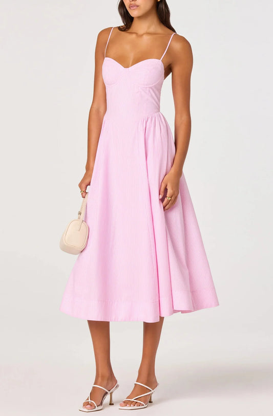 ASTR Bellamy Dress in Pink Stripe