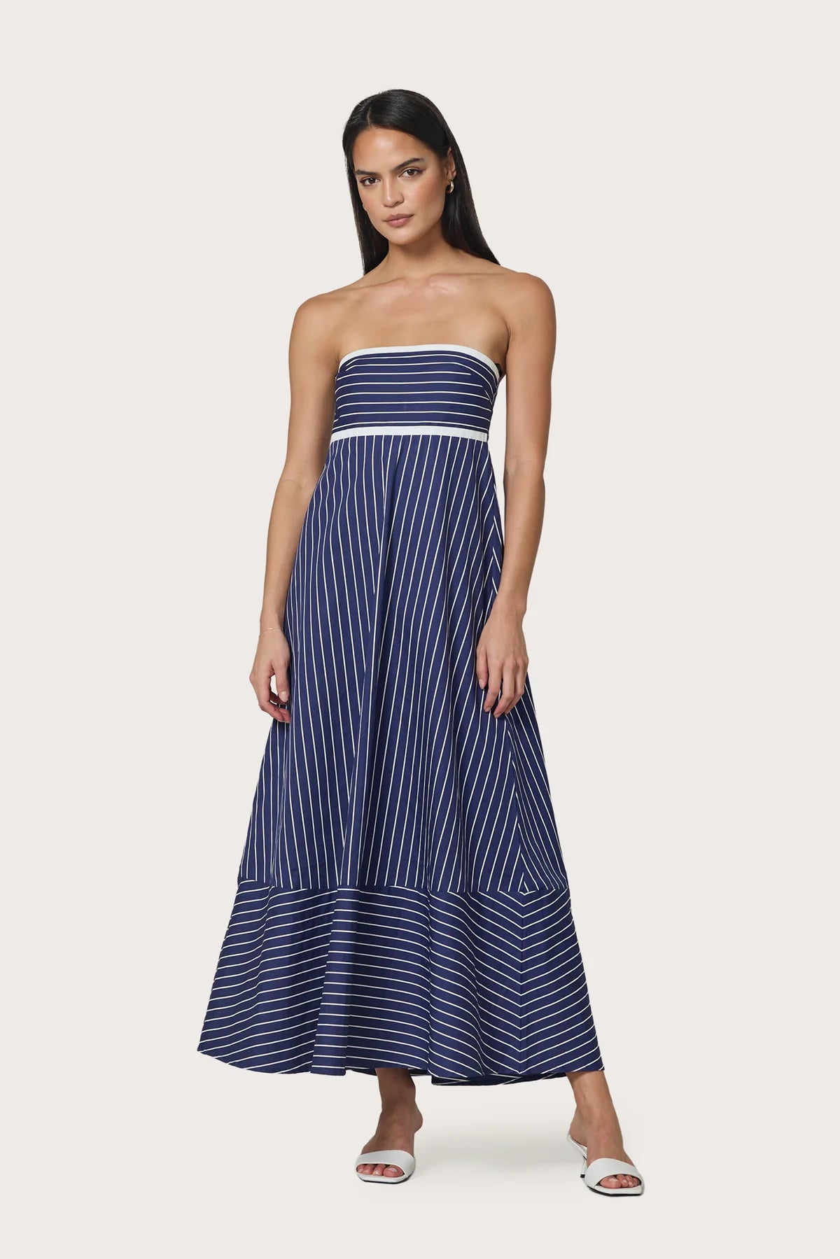 Lusana Timothy Dress in Indigo Stripe