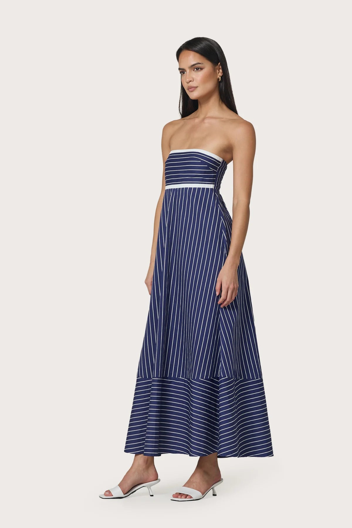 Lusana Timothy Dress in Indigo Stripe