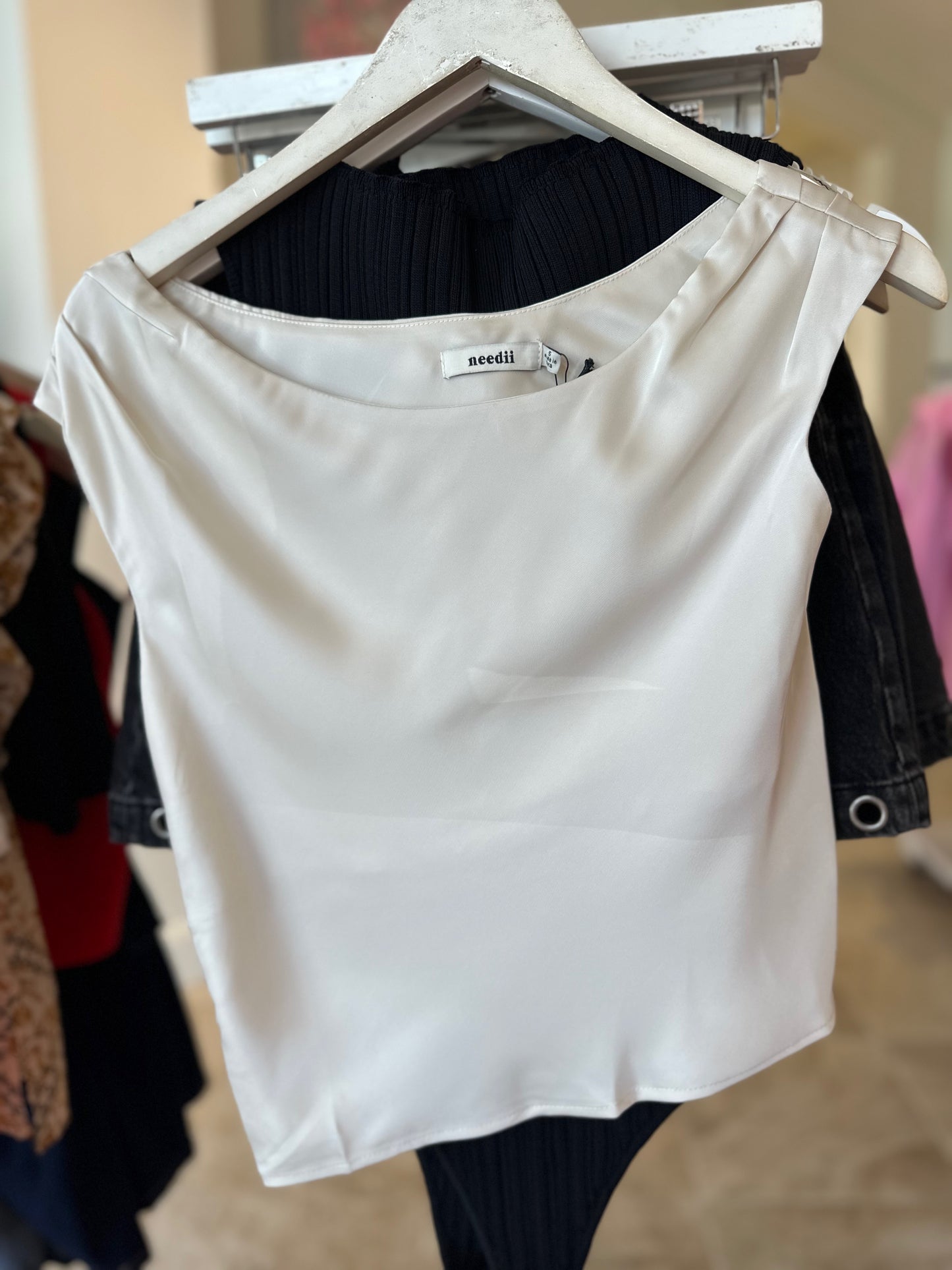 Dex Asymmetrical Off The Shoulder Top
