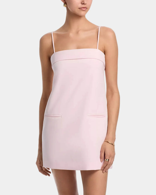 French Connection Azra Twill Foldover Strappy Dress in Pink Icing