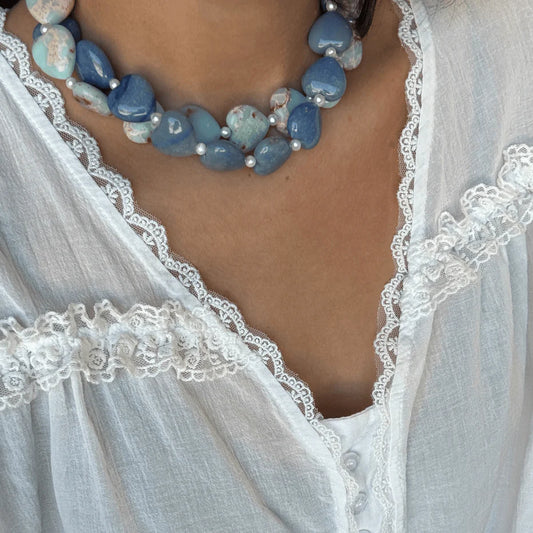 Bracha Murphy Heart Necklace in Sky Blue