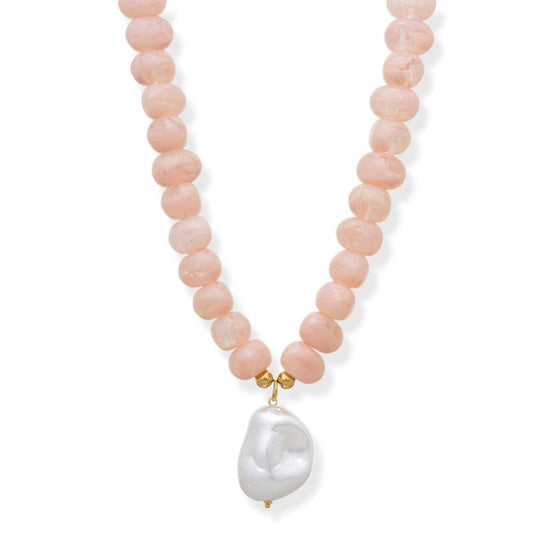 Bracha Cora Pearl Beaded Necklace in Pink