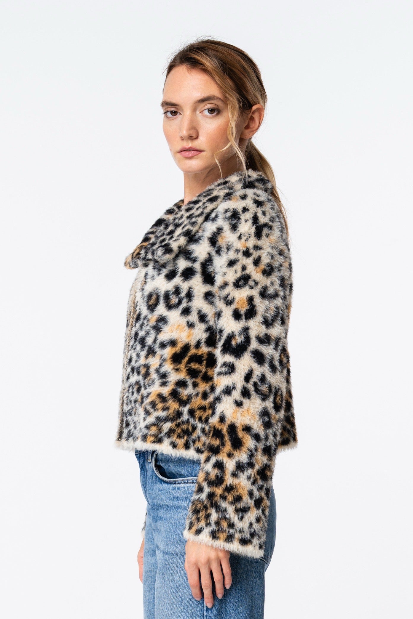 Ciebon Bruna Animal Print Fuzzy Cardigan