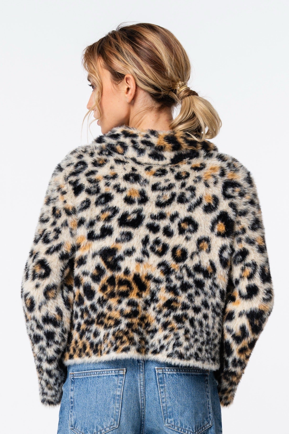 Ciebon Bruna Animal Print Fuzzy Cardigan